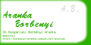 aranka borbenyi business card